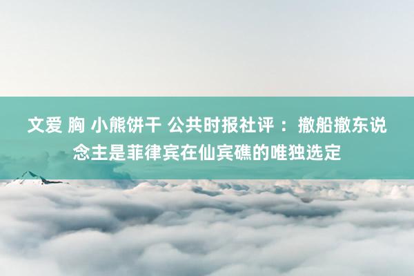 文爱 胸 小熊饼干 公共时报社评 ：撤船撤东说念主是菲律宾在仙宾礁的唯独选定