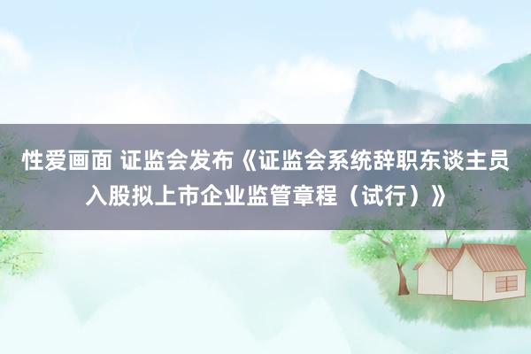 性爱画面 证监会发布《证监会系统辞职东谈主员入股拟上市企业监管章程（试行）》