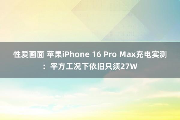 性爱画面 苹果iPhone 16 Pro Max充电实测：平方工况下依旧只须27W