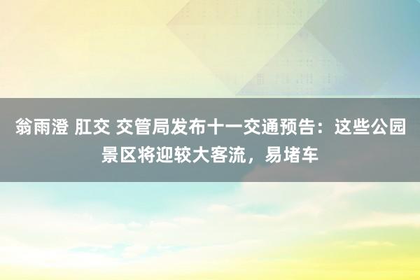 翁雨澄 肛交 交管局发布十一交通预告：这些公园景区将迎较大客流，易堵车