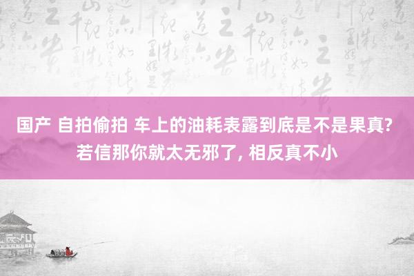 国产 自拍偷拍 车上的油耗表露到底是不是果真? 若信那你就太无邪了， 相反真不小