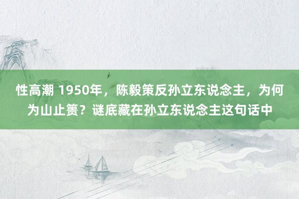 性高潮 1950年，陈毅策反孙立东说念主，为何为山止篑？谜底藏在孙立东说念主这句话中