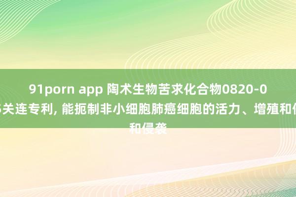 91porn app 陶术生物苦求化合物0820-0875关连专利， 能扼制非小细胞肺癌细胞的活力、增殖和侵袭