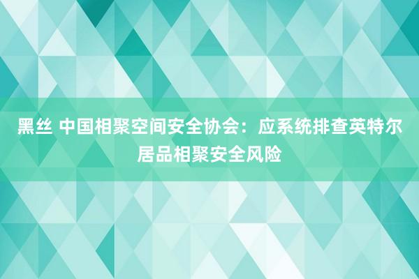 黑丝 中国相聚空间安全协会：应系统排查英特尔居品相聚安全风险