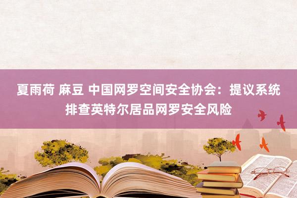 夏雨荷 麻豆 中国网罗空间安全协会：提议系统排查英特尔居品网罗安全风险