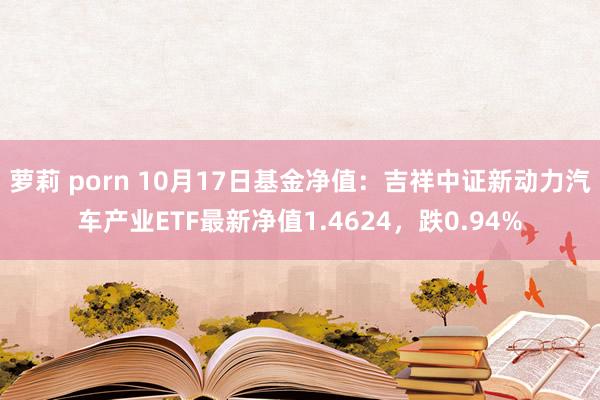 萝莉 porn 10月17日基金净值：吉祥中证新动力汽车产业ETF最新净值1.4624，跌0.94%