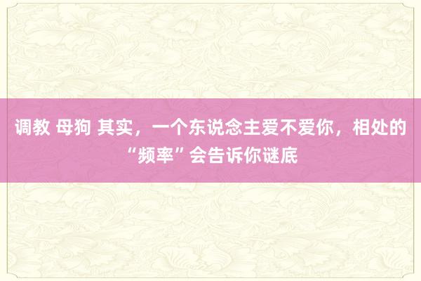 调教 母狗 其实，一个东说念主爱不爱你，相处的“频率”会告诉你谜底