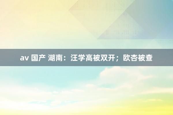 av 国产 湖南：汪学高被双开；欧杏被查