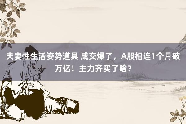 夫妻性生活姿势道具 成交爆了，A股相连1个月破万亿！主力齐买了啥？