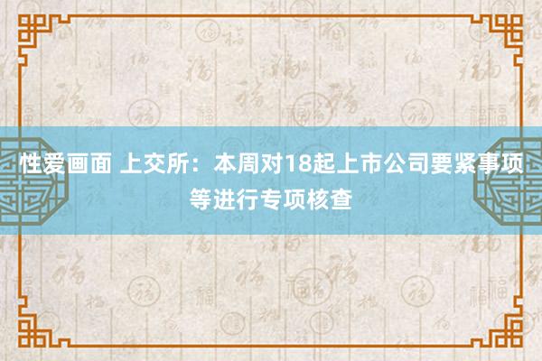 性爱画面 上交所：本周对18起上市公司要紧事项等进行专项核查