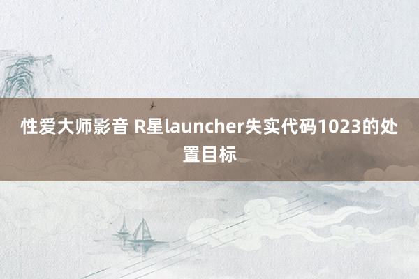 性爱大师影音 R星launcher失实代码1023的处置目标