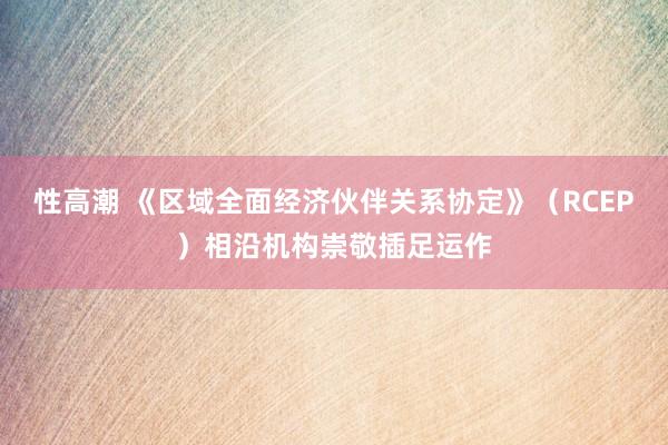 性高潮 《区域全面经济伙伴关系协定》（RCEP）相沿机构崇敬插足运作