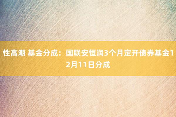 性高潮 基金分成：国联安恒润3个月定开债券基金12月11日分成