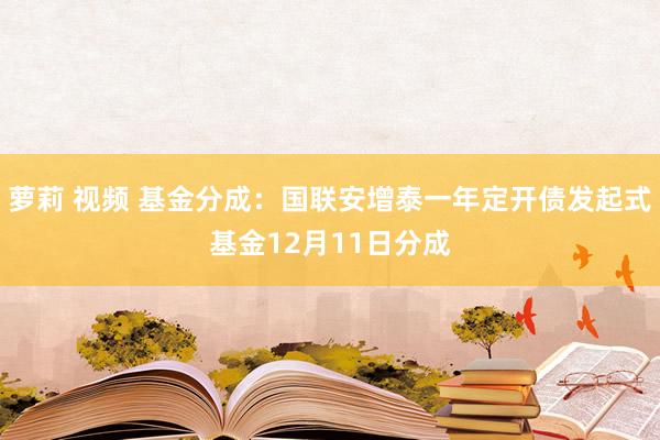 萝莉 视频 基金分成：国联安增泰一年定开债发起式基金12月11日分成