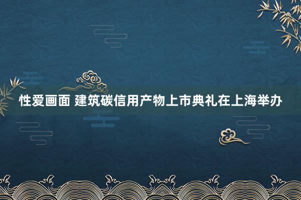 性爱画面 建筑碳信用产物上市典礼在上海举办