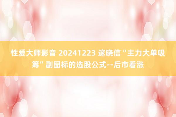 性爱大师影音 20241223 邃晓信“主力大单吸筹”副图标的选股公式--后市看涨