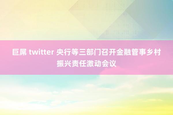 巨屌 twitter 央行等三部门召开金融管事乡村振兴责任激动会议