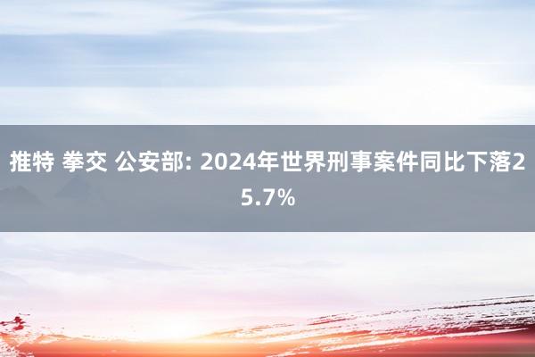 推特 拳交 公安部: 2024年世界刑事案件同比下落25.7%