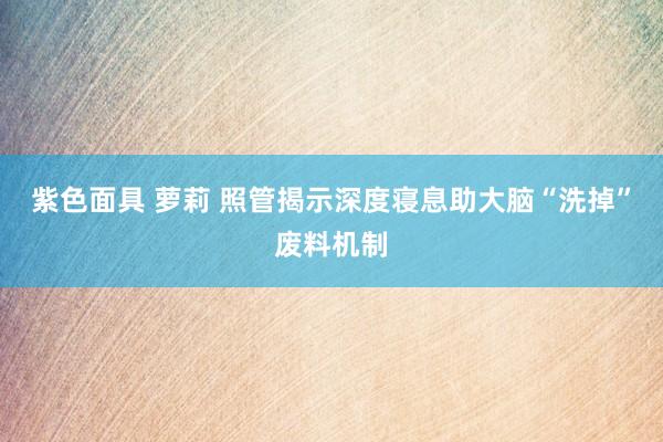 紫色面具 萝莉 照管揭示深度寝息助大脑“洗掉”废料机制