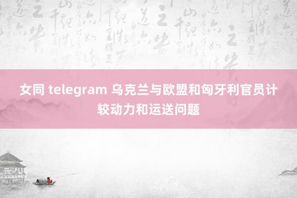 女同 telegram 乌克兰与欧盟和匈牙利官员计较动力和运送问题